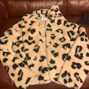 pink leopard furry jacket